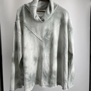 POL Sweater Knitted Pullover Cowl Size S Cozy Boho Hippie Artsy Detail Gray Wh